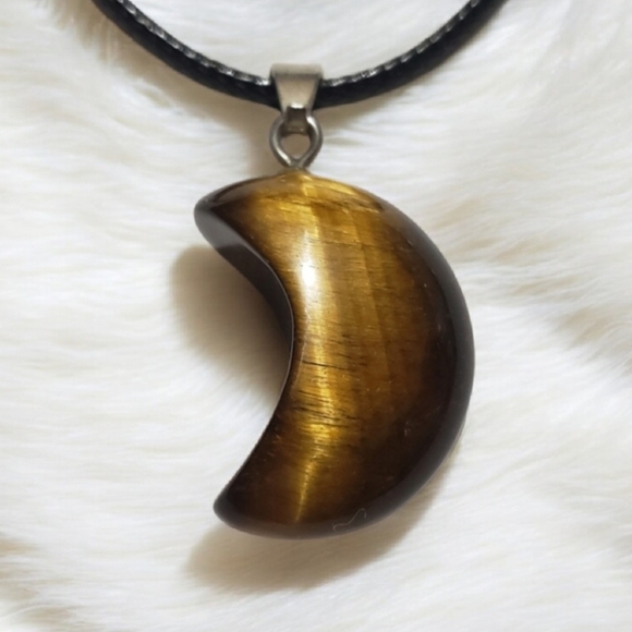Jewelry - Tiger's Eye Moon Pendant Necklace ~ Natural Stone